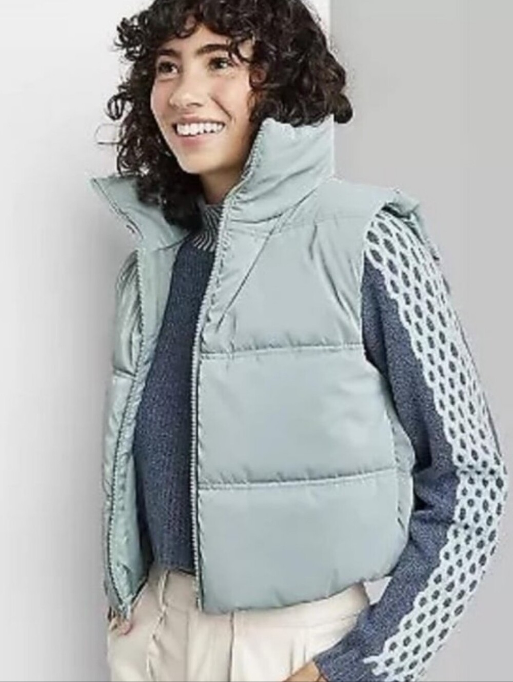 wild fable Shiny Pale Blue Puffer Vest